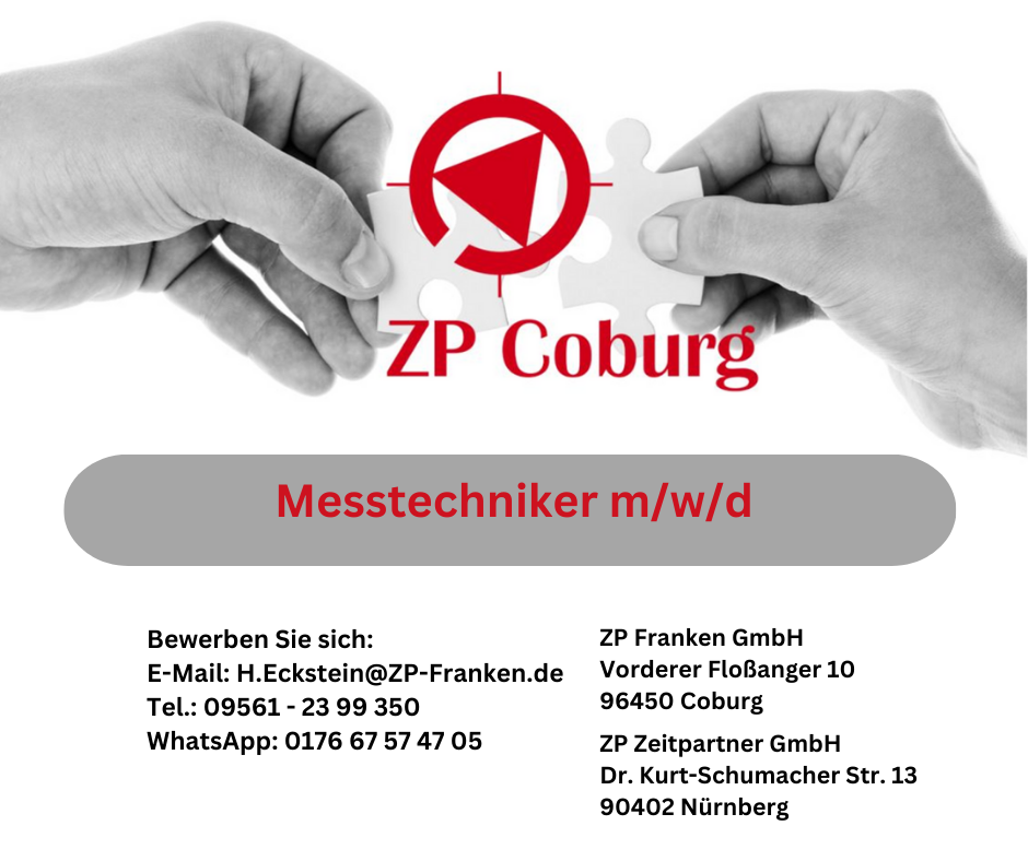 ZP Franken GmbH sucht 2 erfahrene Messtechniker m/w/d