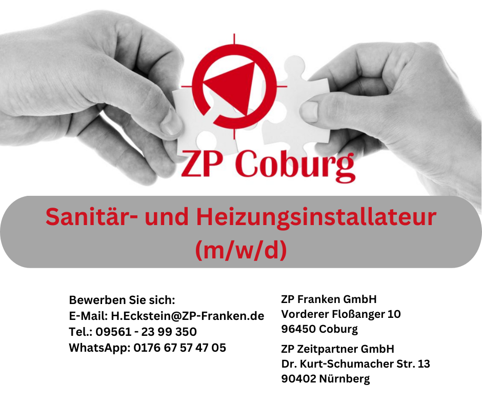 Sanitär- und Heizungsinstallateur (m/w/d) gesucht in Sonnefeld